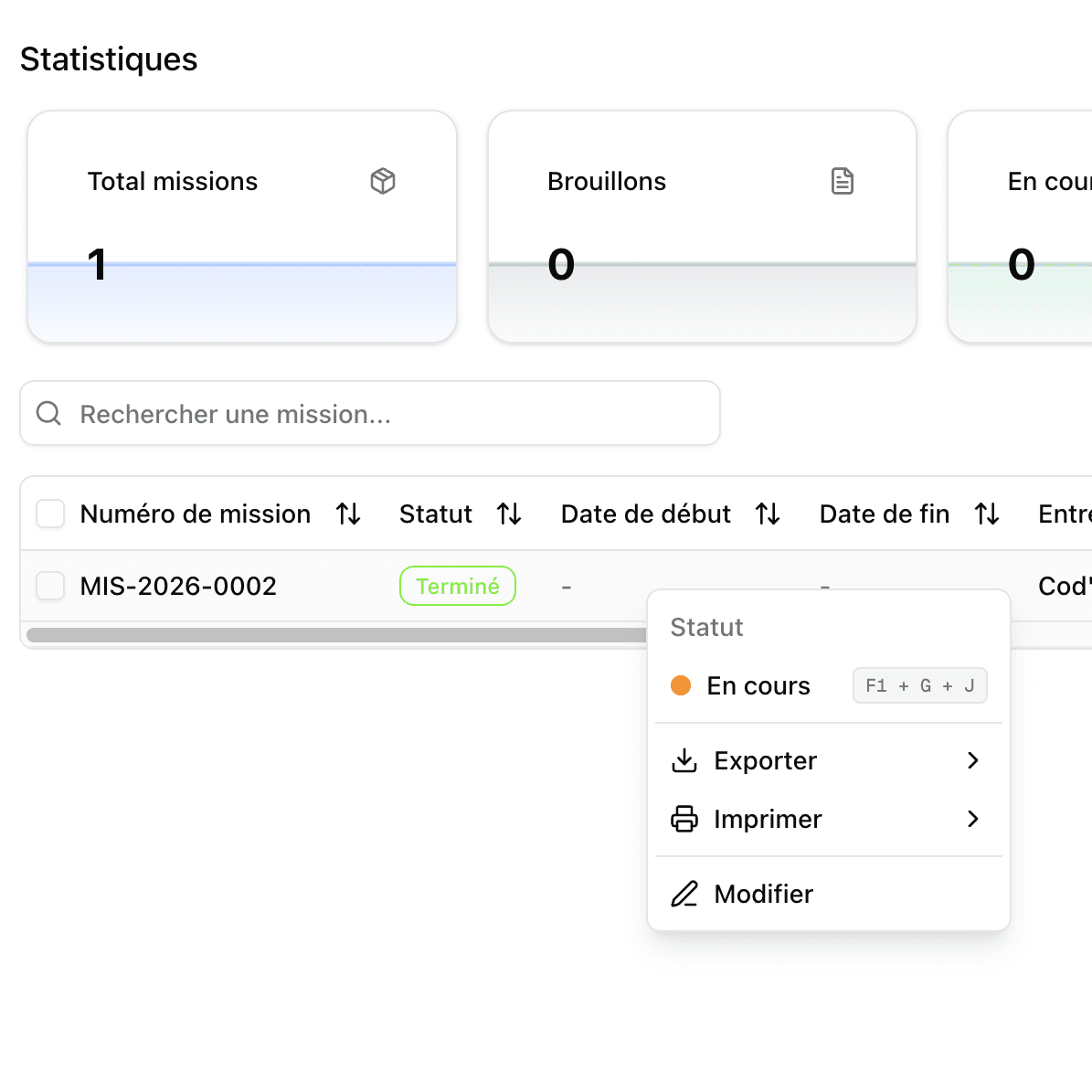 Gestion des missions Transifi